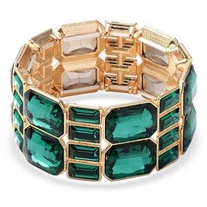 Simulated Green Diamond Bracelet in Goldtone (6.50 In)